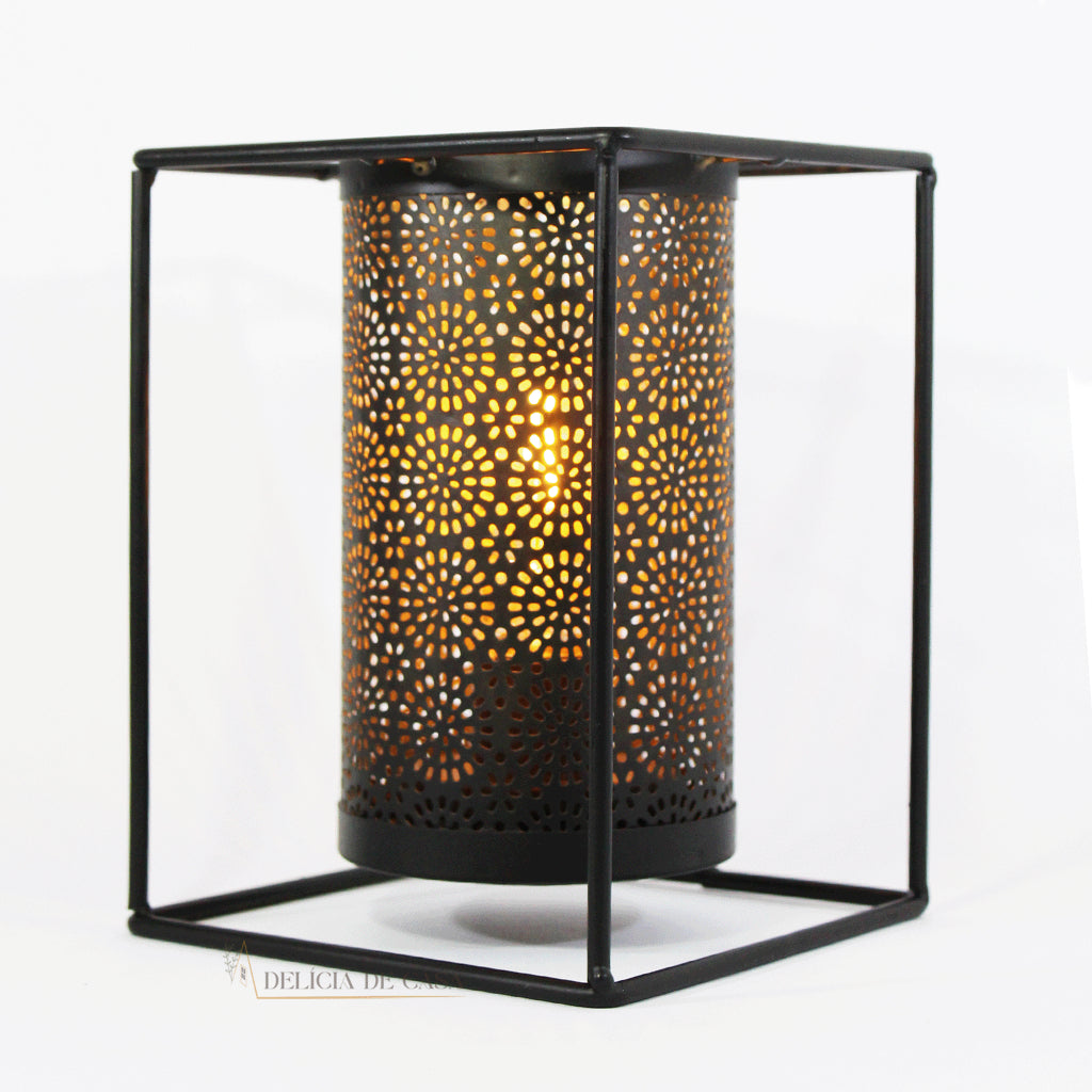 Luminária Decorativa de Mesa com Lâmpada em Metal Preto Decoração de Sala e Quarto Natal