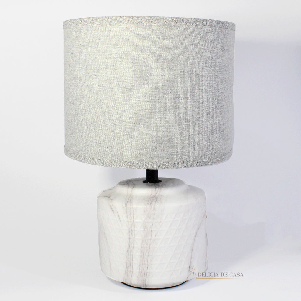 Abajur marmore ceramica e linho cinza, perfeito para decoração Pinterest de quartos e escritórios
