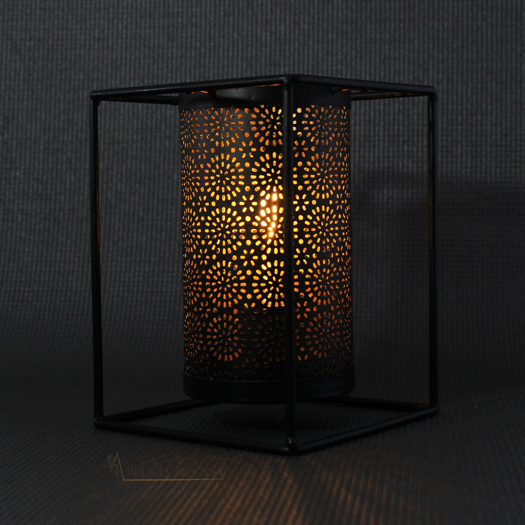 Luminária Decorativa de Mesa com Lâmpada em Metal Preto Decoração de Sala e Quarto Natal
