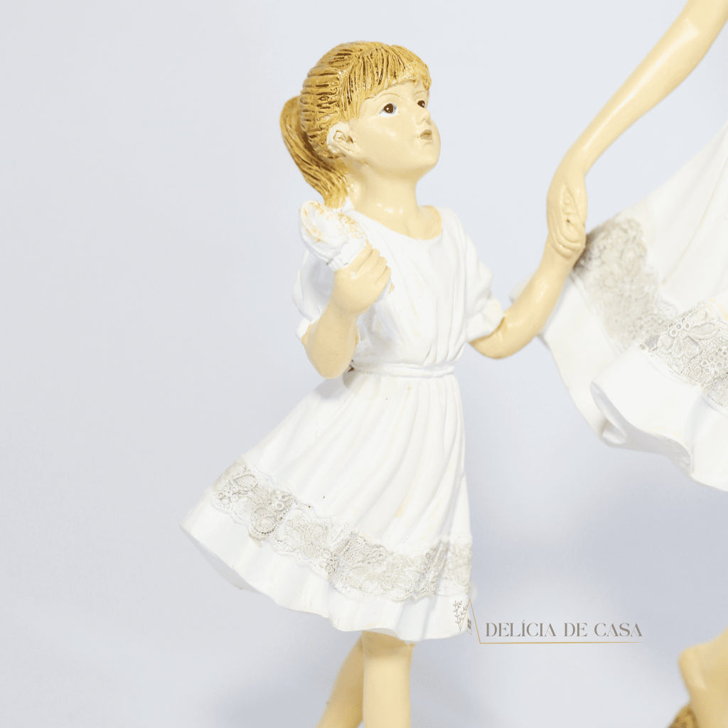 Estátua Decorativa Mãe e Filhos Dia das Mães Decoração para Casa