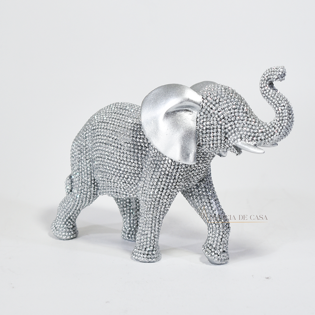 Enfeite de Resina Elefante Dourado com Strass – Sofisticação e Prosperidade na Decoração