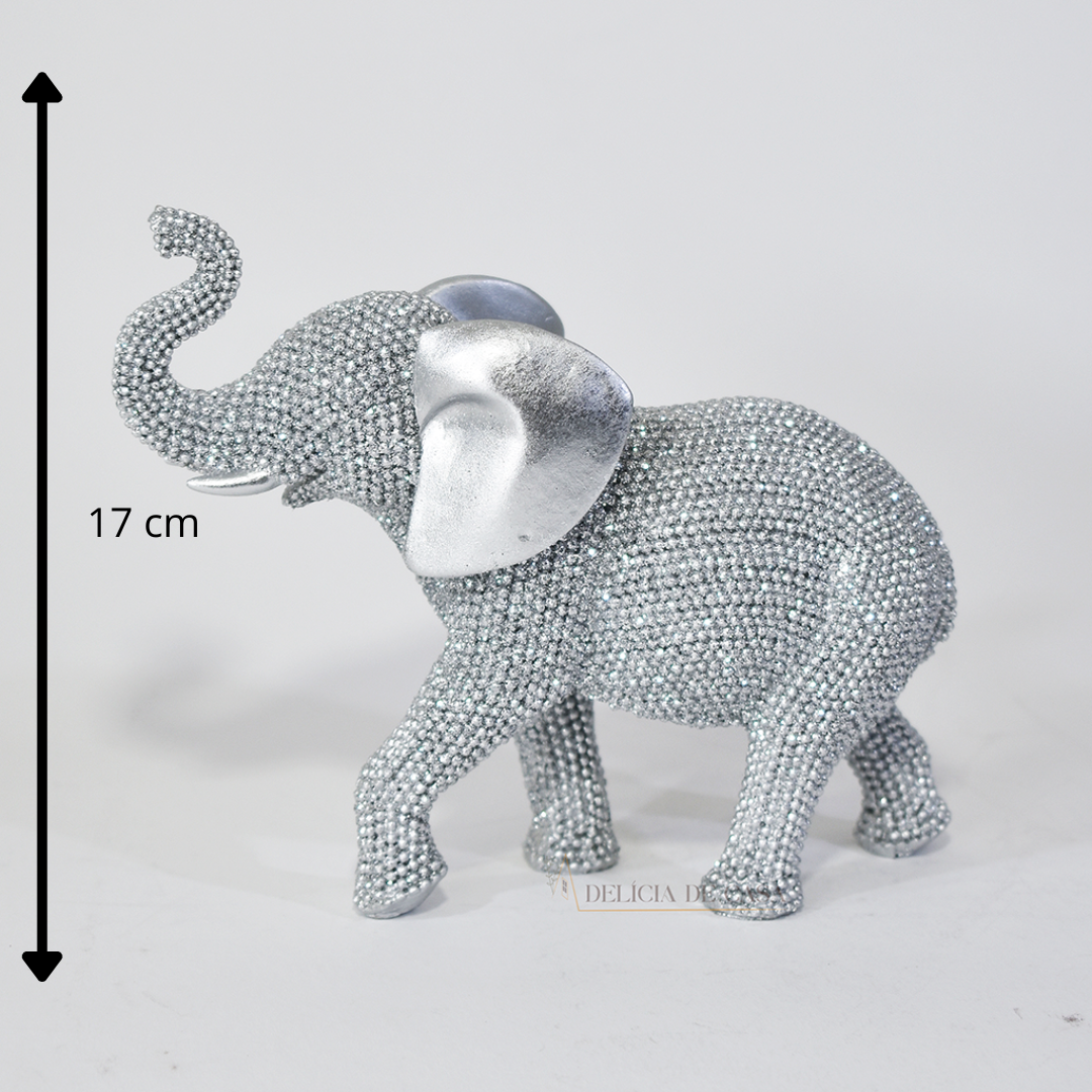 Enfeite de Resina Elefante Dourado com Strass – Sofisticação e Prosperidade na Decoração