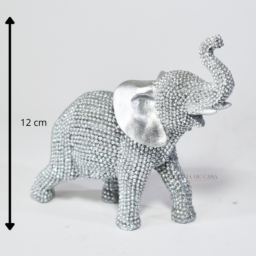 Enfeite de Resina Elefante Dourado com Strass – Sofisticação e Prosperidade na Decoração