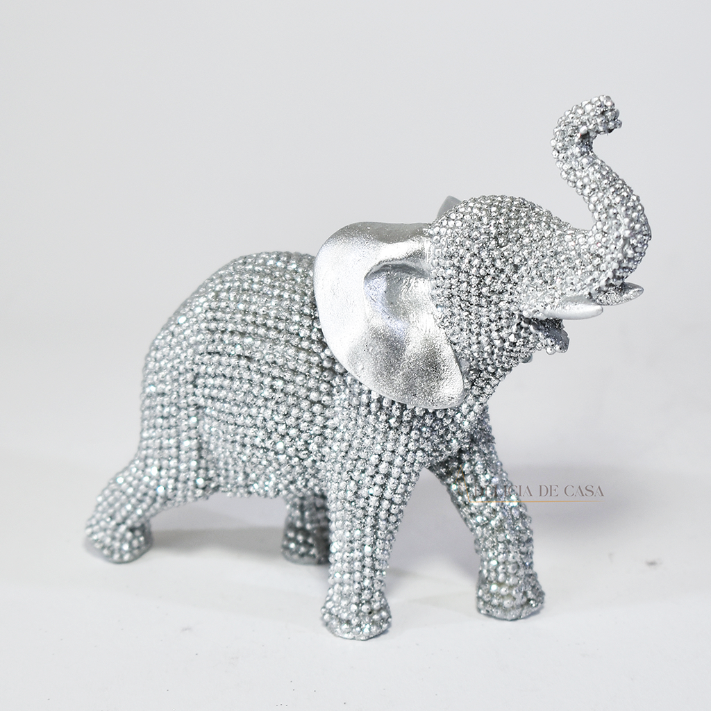 Enfeite de Resina Elefante Dourado com Strass – Sofisticação e Prosperidade na Decoração