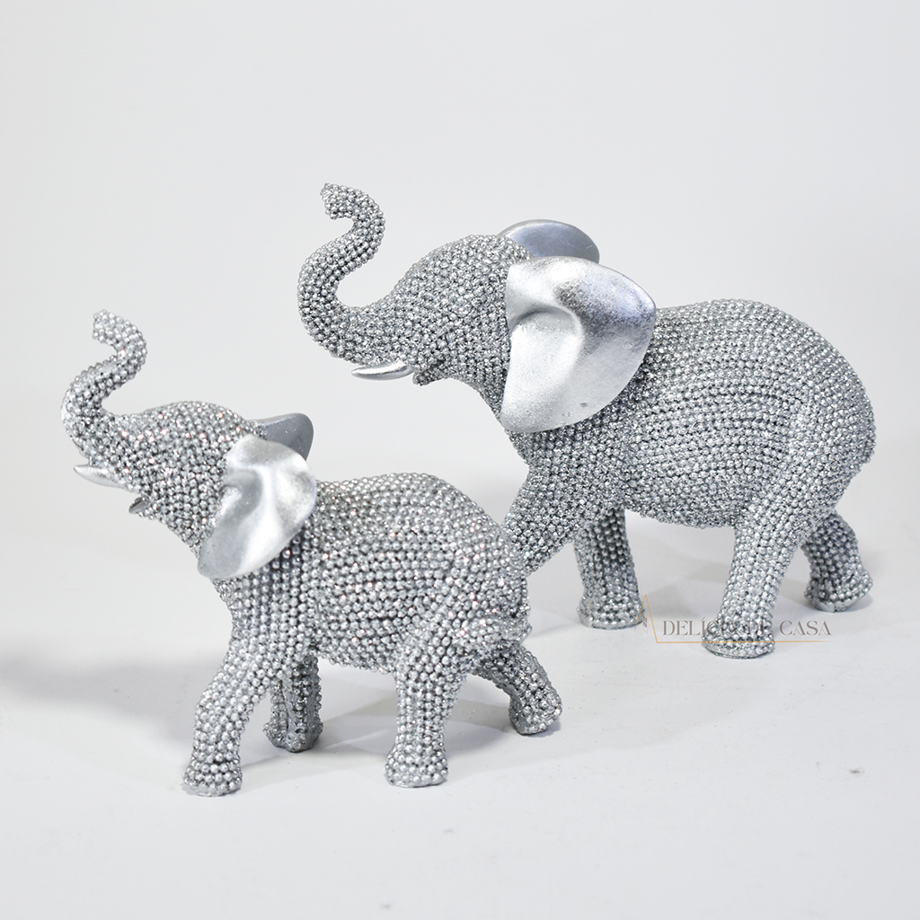 Enfeite de Resina Elefante Dourado com Strass – Sofisticação e Prosperidade na Decoração