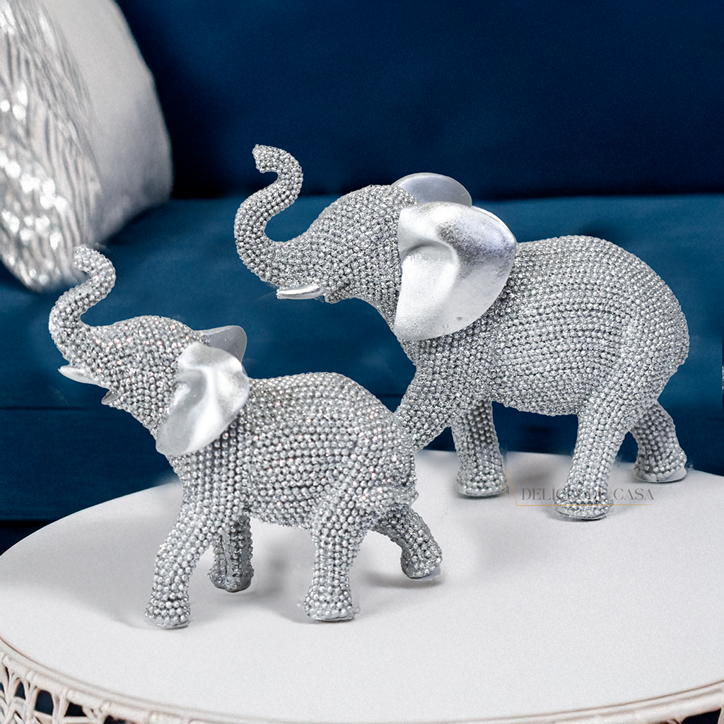 Enfeite de Resina Elefante Dourado com Strass – Sofisticação e Prosperidade na Decoração