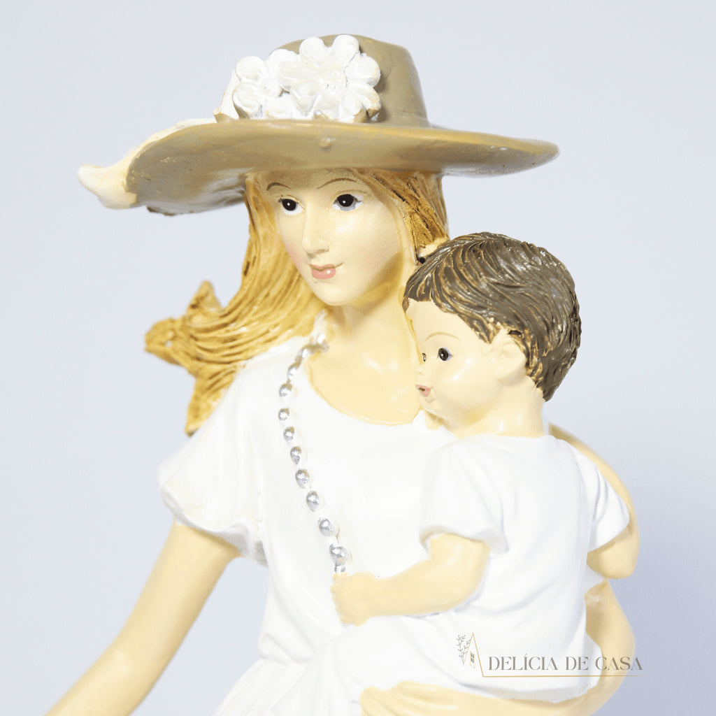 Estátua Decorativa Mãe e Filhos Dia das Mães Decoração para Casa