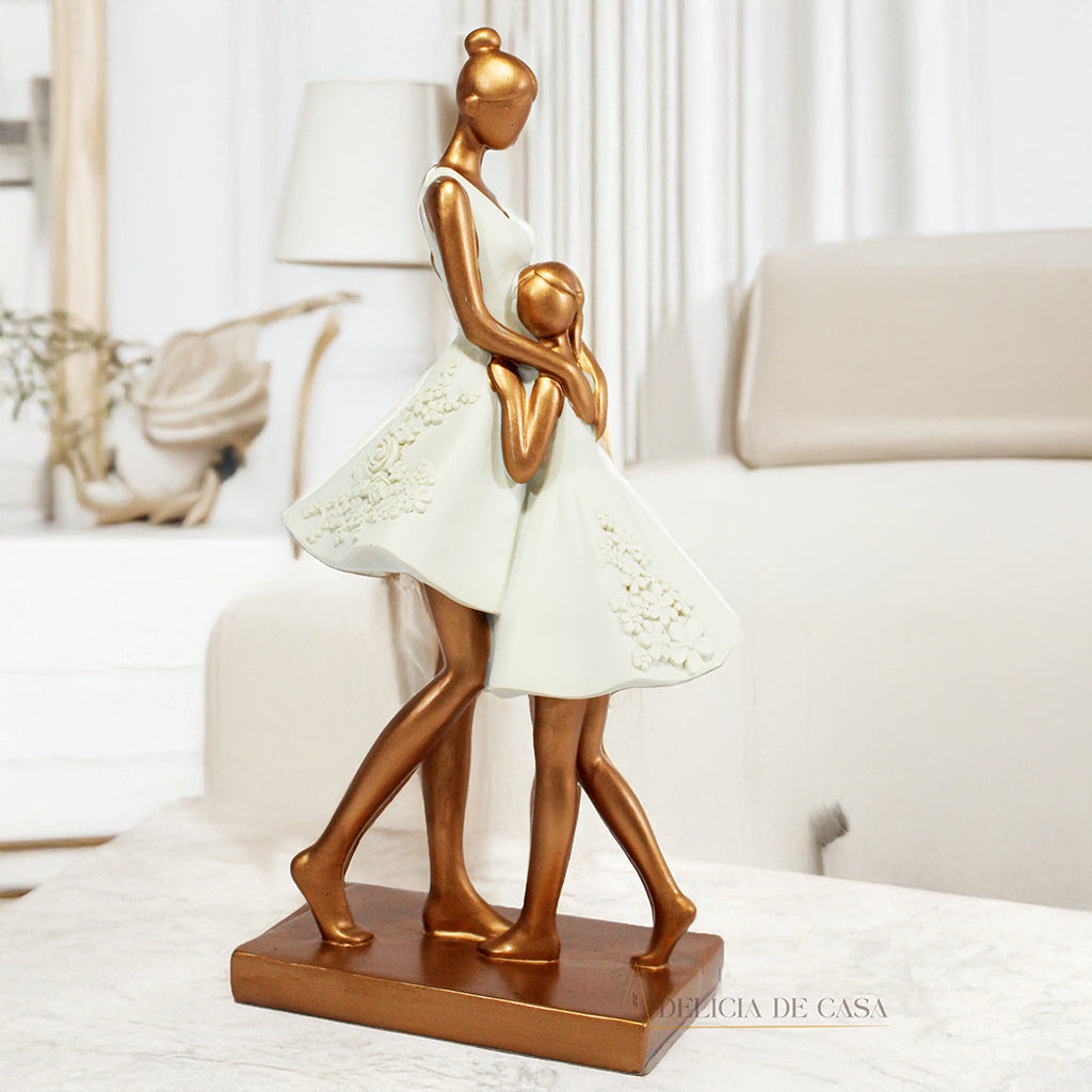 Estátua Decorativa Mãe e Filha Resina