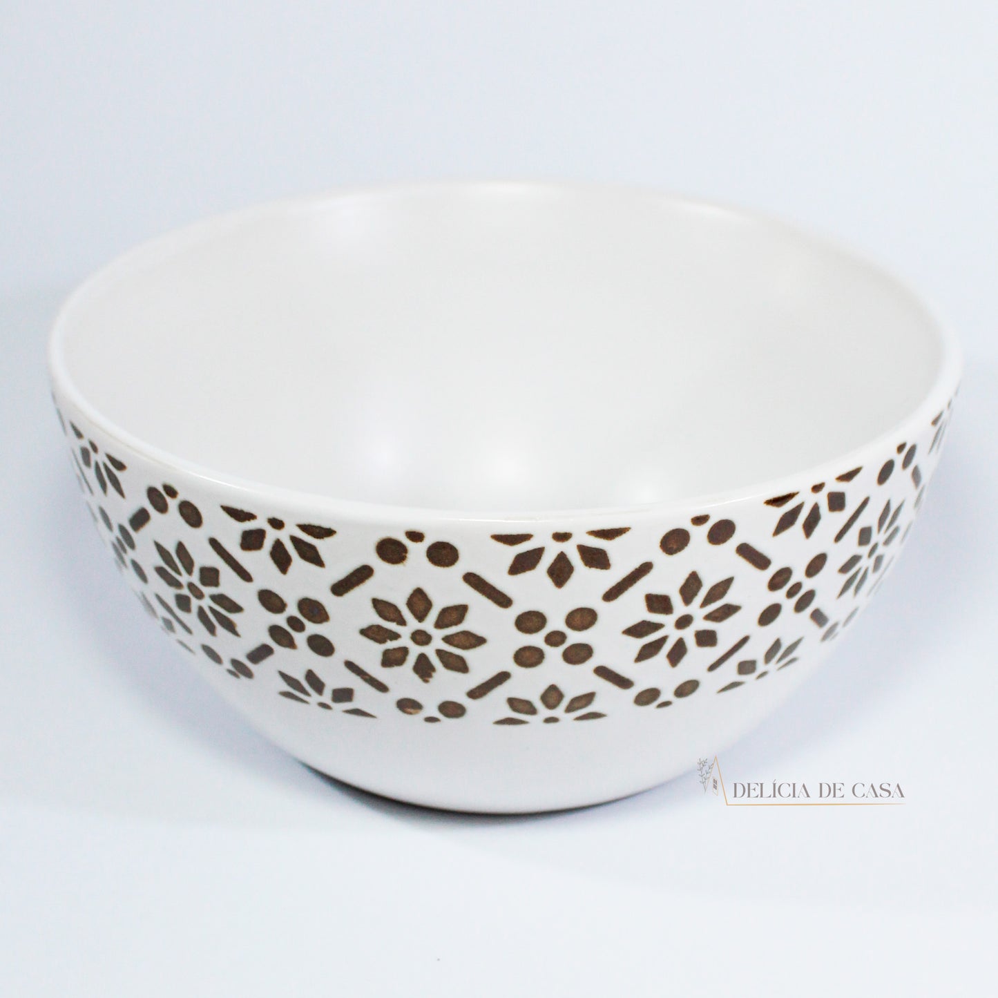 Bowl de Cerâmica Branco e Dourado