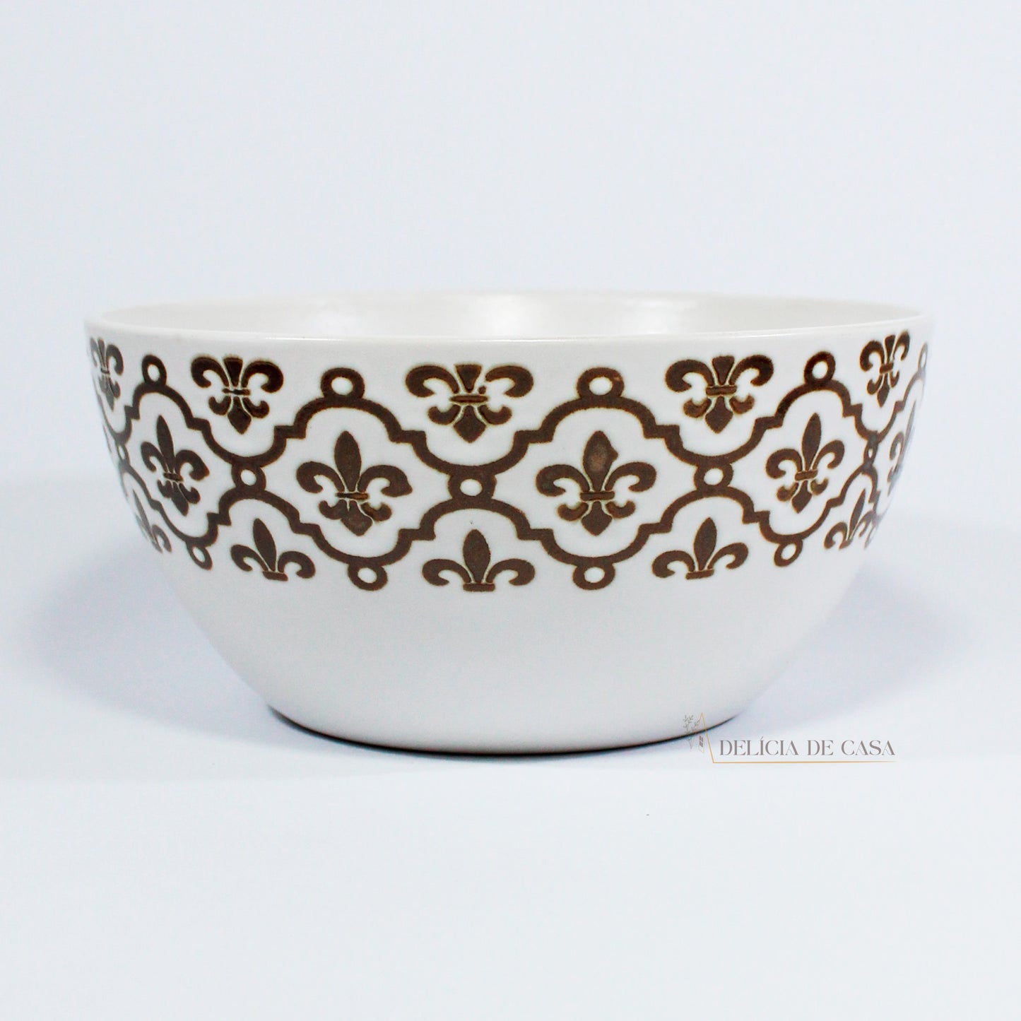Bowl de Cerâmica Branco e Dourado