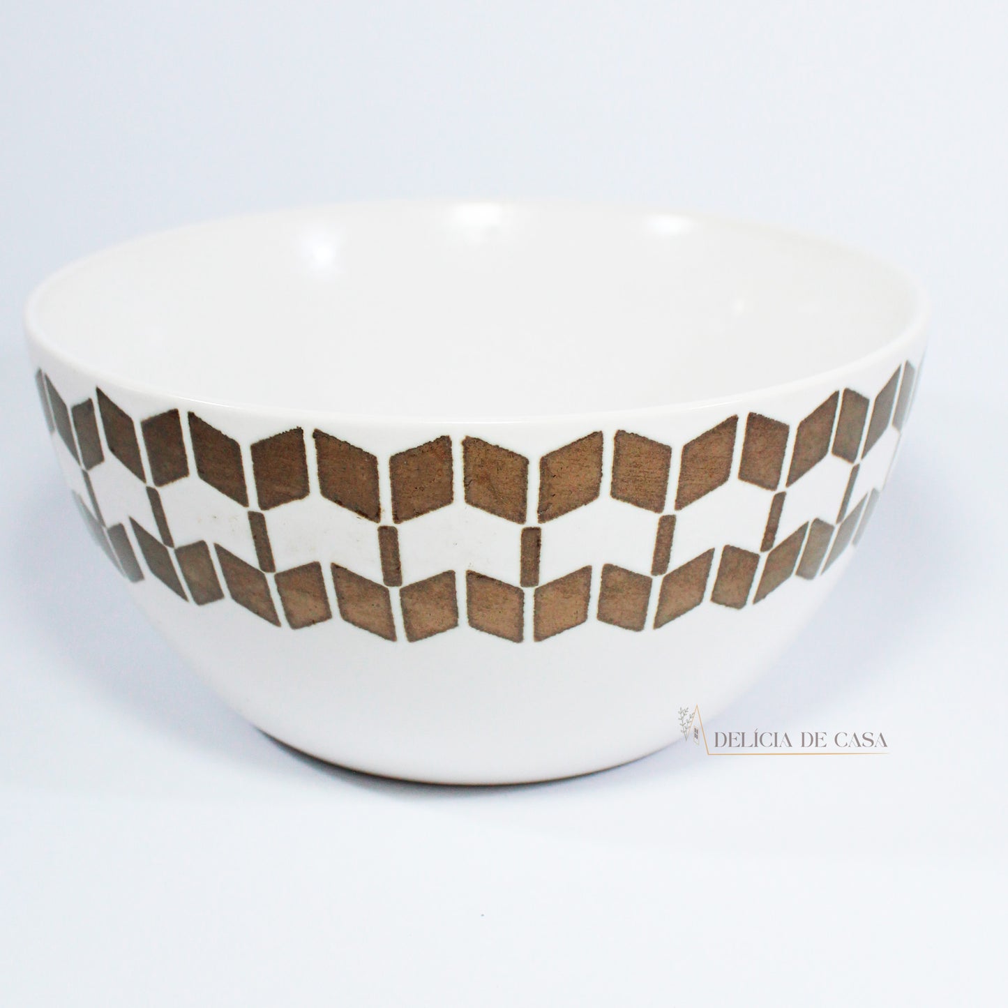 Bowl de Cerâmica Branco e Dourado