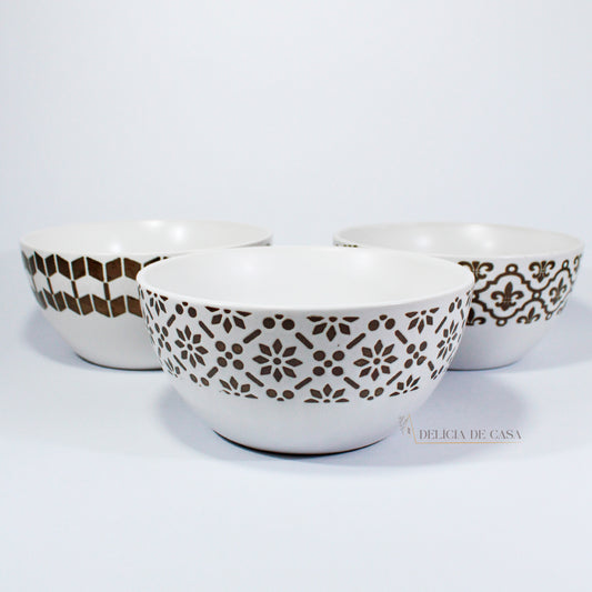 Bowl de Cerâmica Branco e Dourado