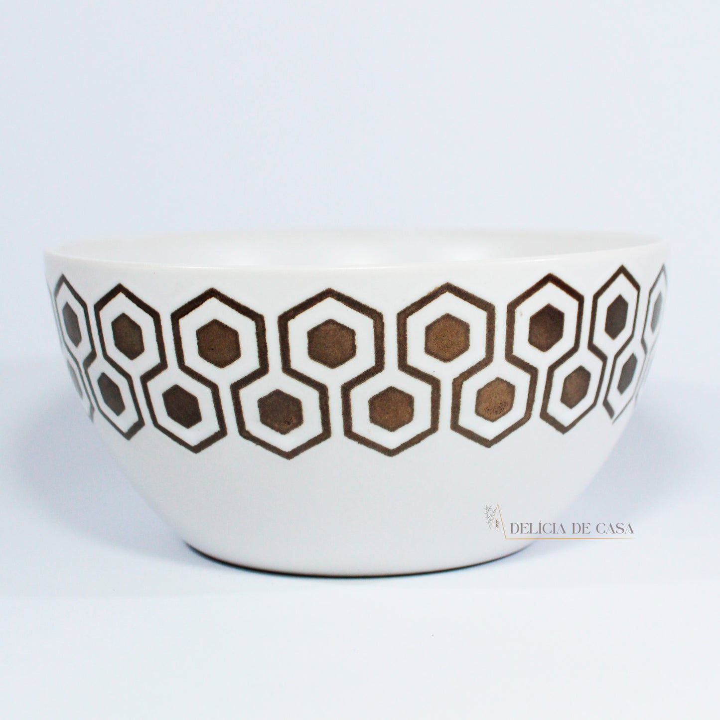 Bowl de Cerâmica Branco e Dourado