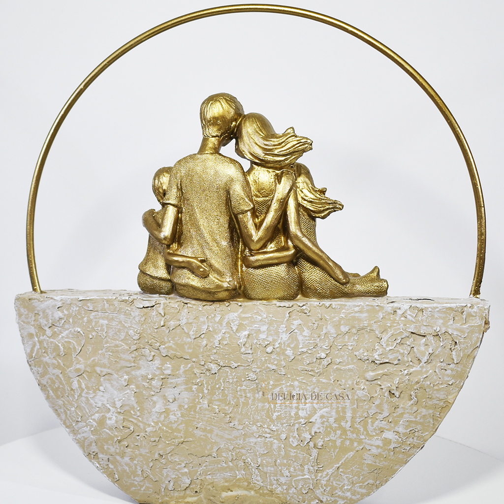 Escultura Decorativa Família Pais e Filho - Decoração Luxo de Sala e Quarto