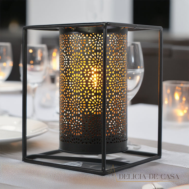 Luminária Decorativa de Mesa com Lâmpada em Metal Preto Decoração de Sala e Quarto Natal