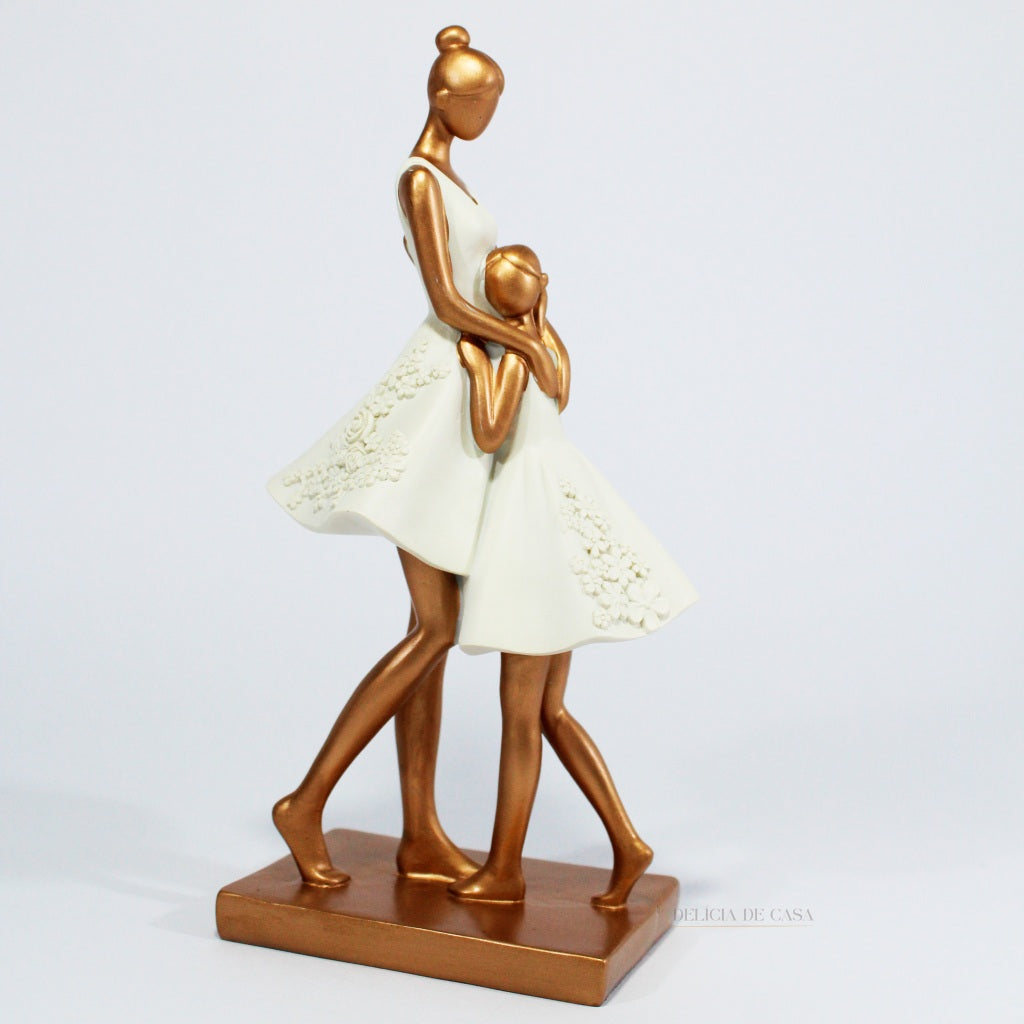 Estátua Decorativa Mãe e Filha Resina