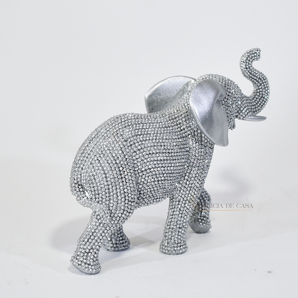 Enfeite de Resina Elefante Dourado com Strass – Sofisticação e Prosperidade na Decoração