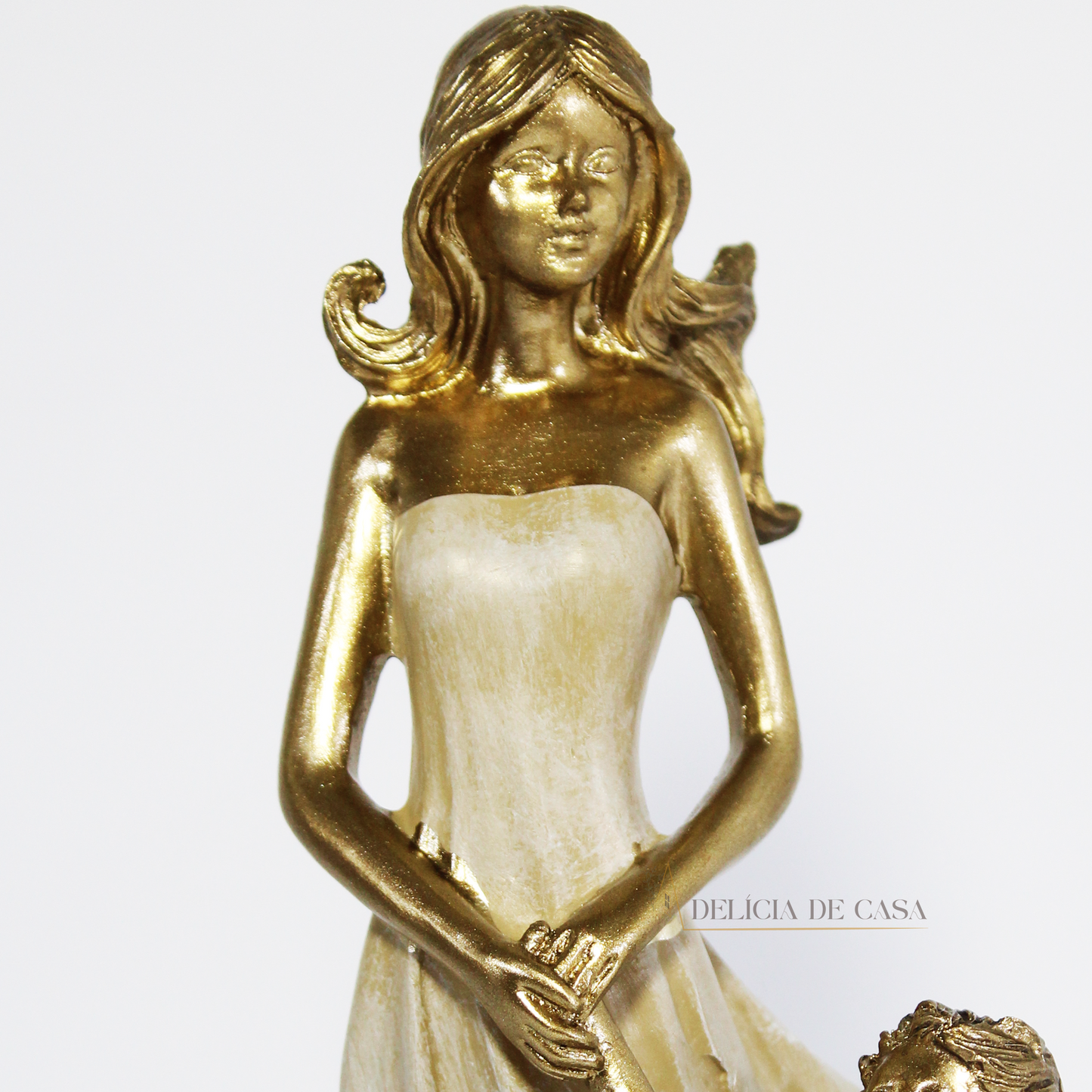 Estátua Decorativa Mãe e Filho em Resina