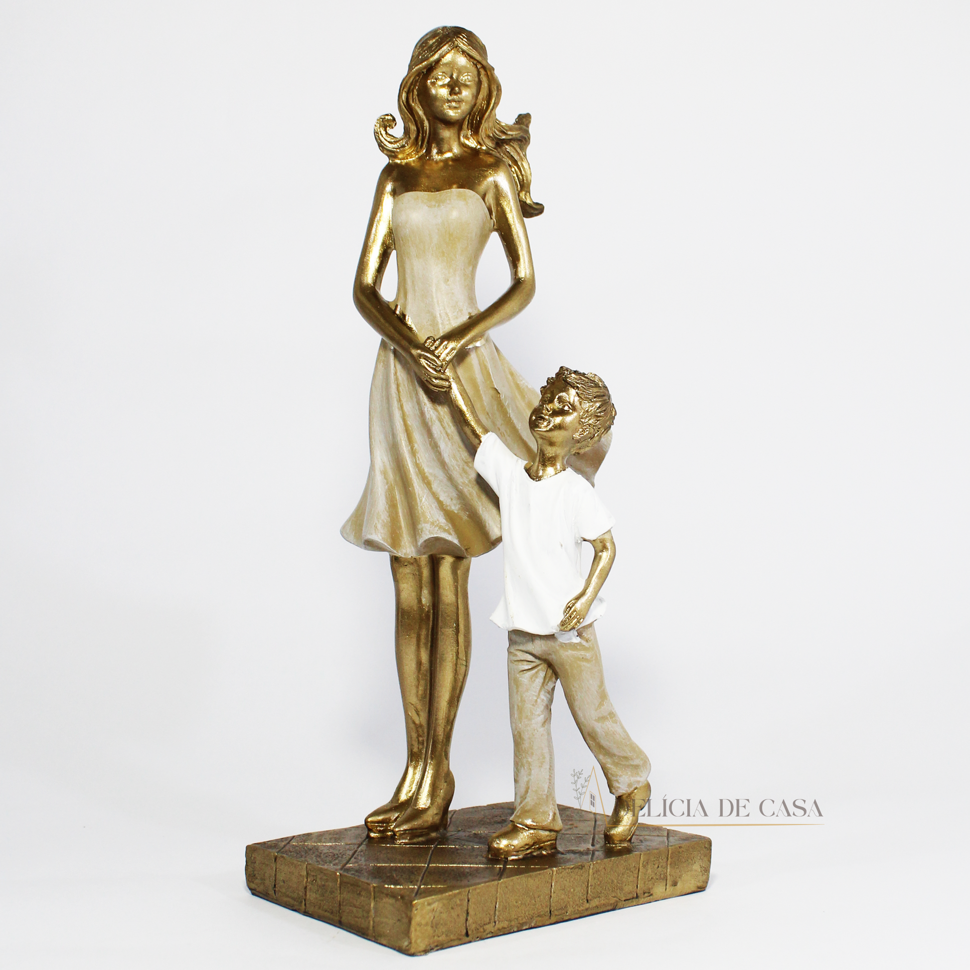 Estátua Decorativa Mãe e Filho em Resina