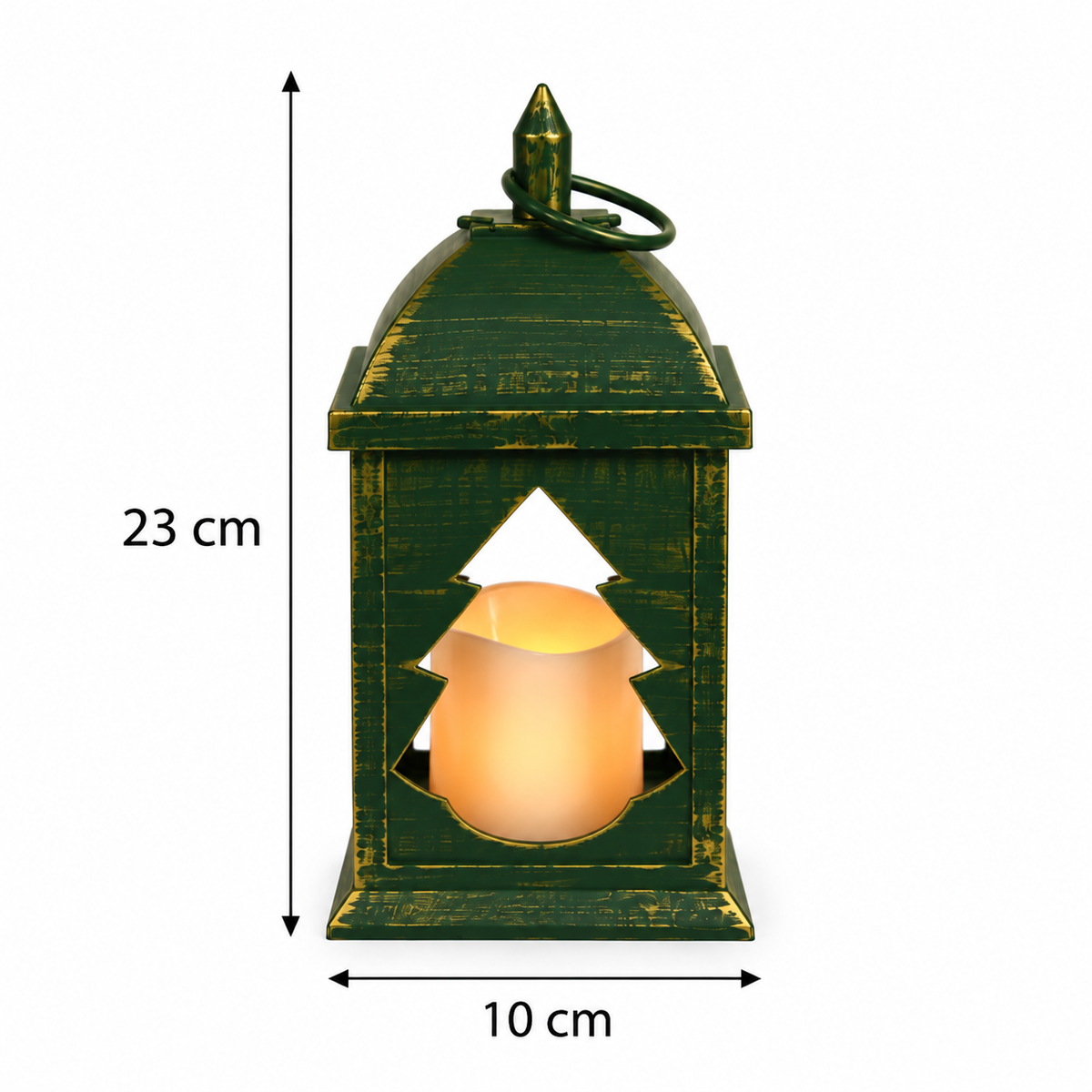 Lanterna Natalina Decorativa com Vela LED 23 cm  Decoração de Natal – Vermelha ou Verde