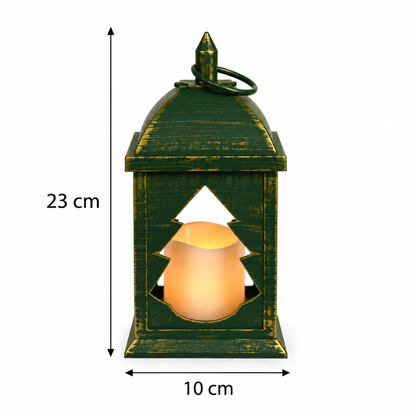 Lanterna Natalina Decorativa com Vela LED 23 cm  Decoração de Natal – Vermelha ou Verde