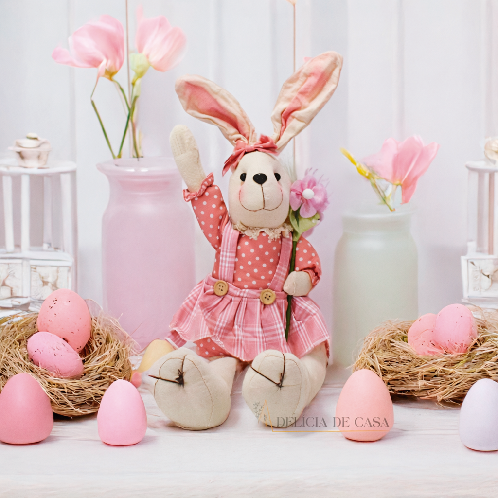 Coelho de Pelúcia Páscoa Sansão Grande 60 cm – Brinquedo Decoração Charmosa e Aconchegante Coelhinho
