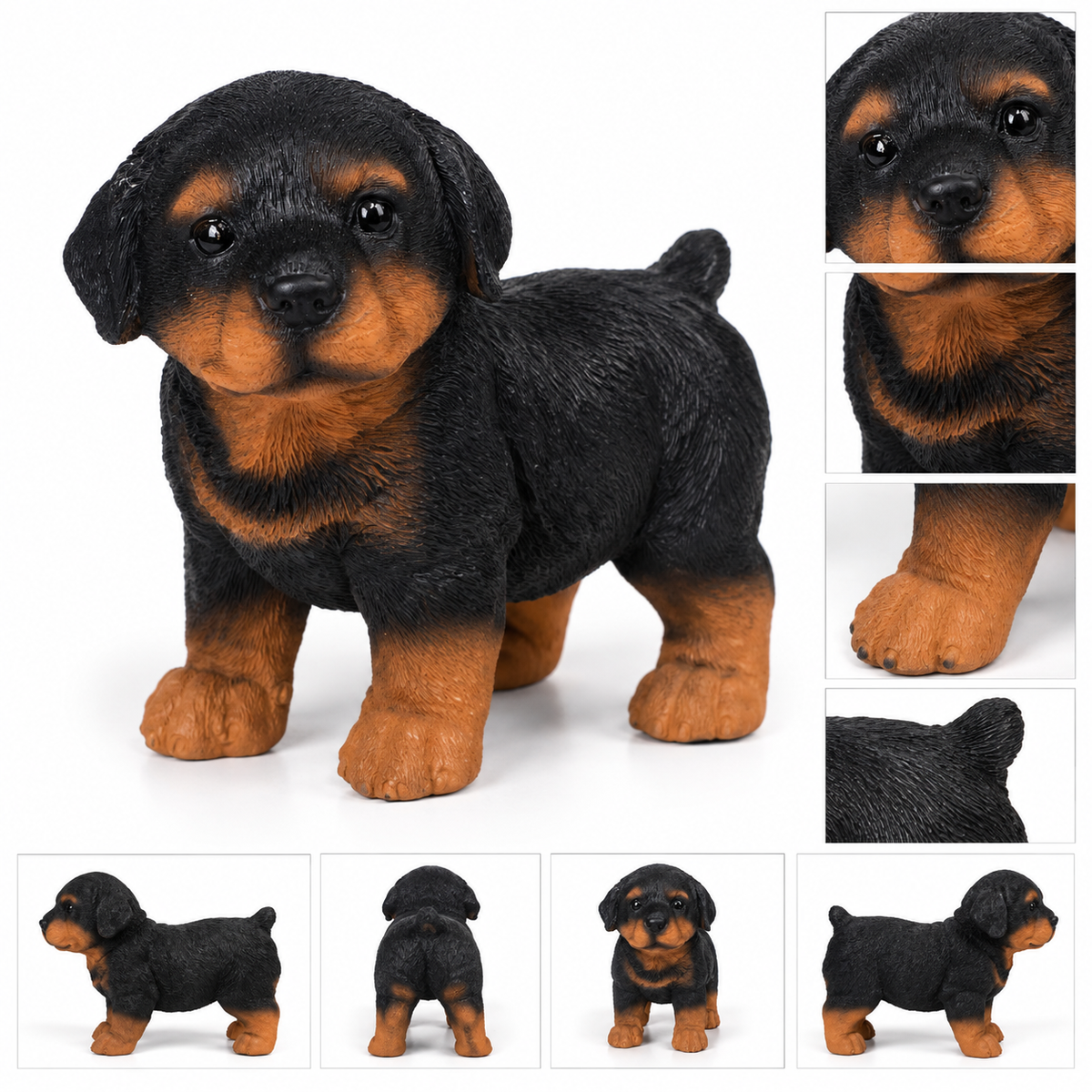 Escultura decorativa de Rottweiler em resina com 14 cm para decoração de casa elegante