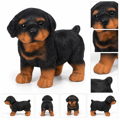 Escultura decorativa de Rottweiler em resina com 14 cm para decoração de casa elegante
