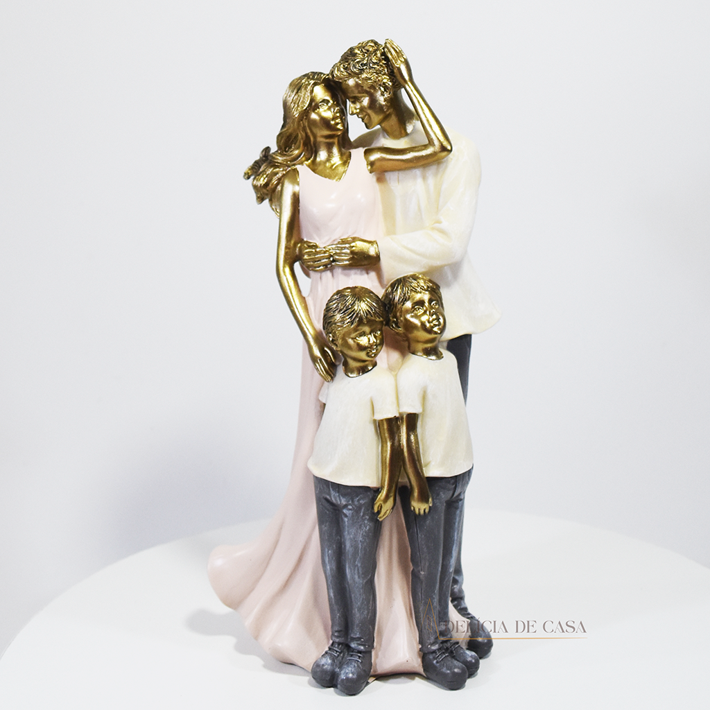 Estatueta Família em Resina Pais e Filhos / Filhas - Decoração para Casa