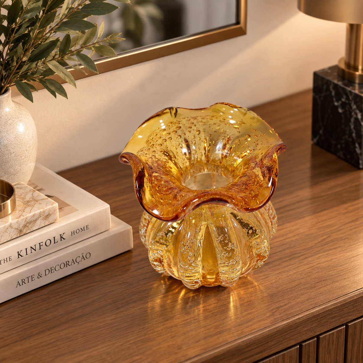 Vasos decorativos de vidro Murano em tamanhos P e M para decoração de casa elegante