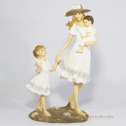 Estátua Decorativa Mãe e Filhos Dia das Mães Decoração para Casa