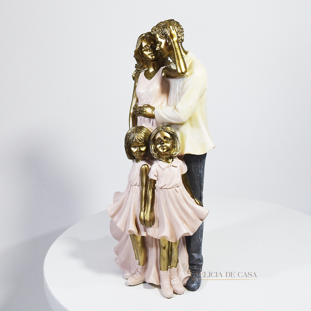 Estatueta Família em Resina Pais e Filhos / Filhas - Decoração para Casa