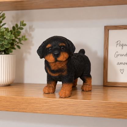 Escultura decorativa de Rottweiler em resina com 14 cm para decoração de casa elegante