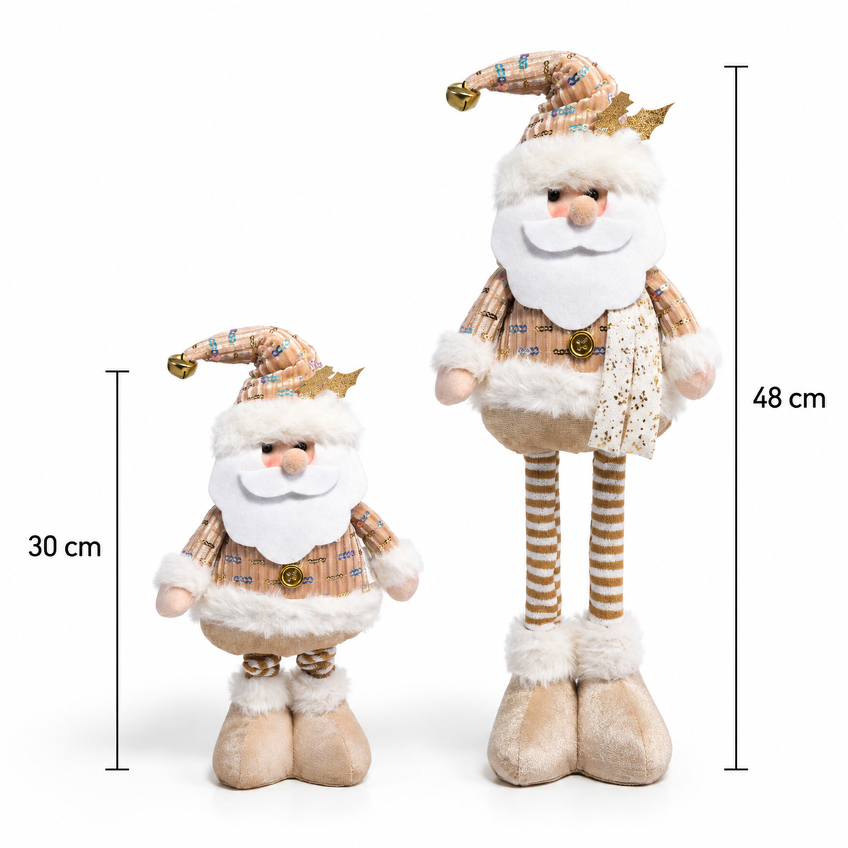 Boneco de Natal Extensível Papai Noel ou Boneco de Neve 30 a 48 cm – Pernas Ajustáveis