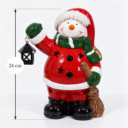 Boneco de Natal Decorativo em Cerâmica com Iluminação Led Decoração – Papai Noel ou Boneco de Neve