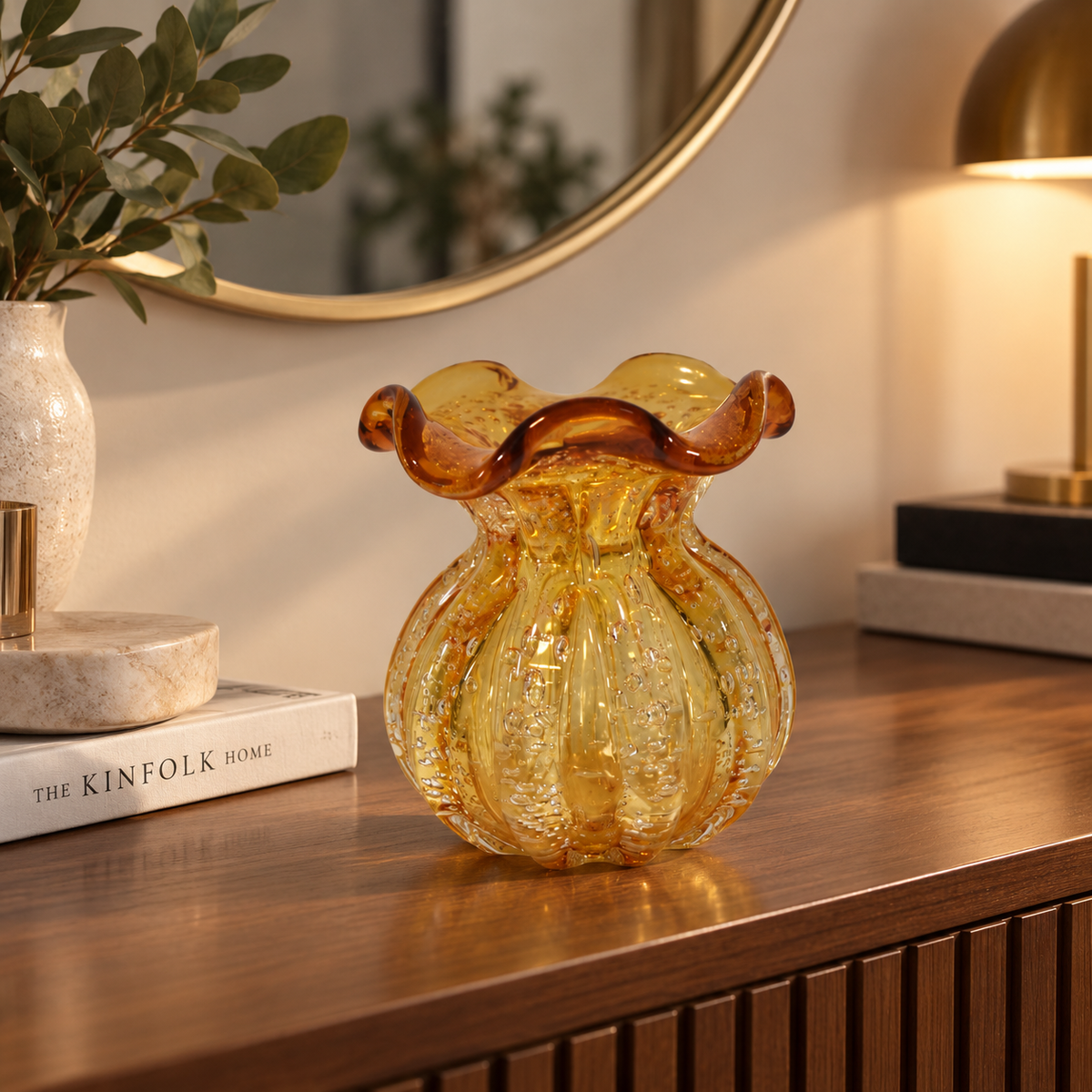 Vasos decorativos de vidro Murano em tamanhos P e M para decoração de casa elegante
