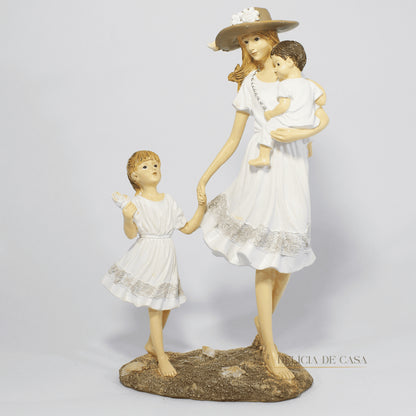 Estátua Decorativa Mãe e Filhos Dia das Mães Decoração para Casa