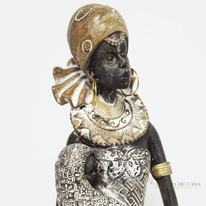 Estátua Decorativa Mãe Africana com Bebê Decoração. Consciência Negra.