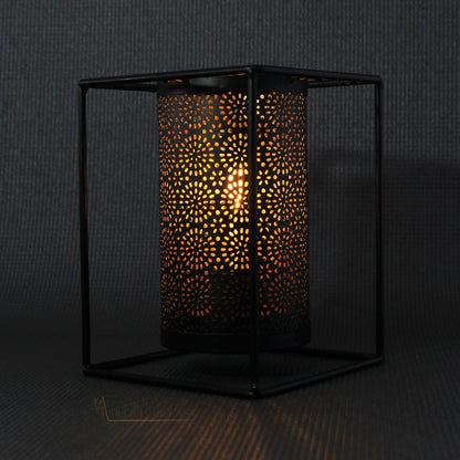 Luminária Decorativa de Mesa com Lâmpada em Metal Preto Decoração de Sala e Quarto Natal