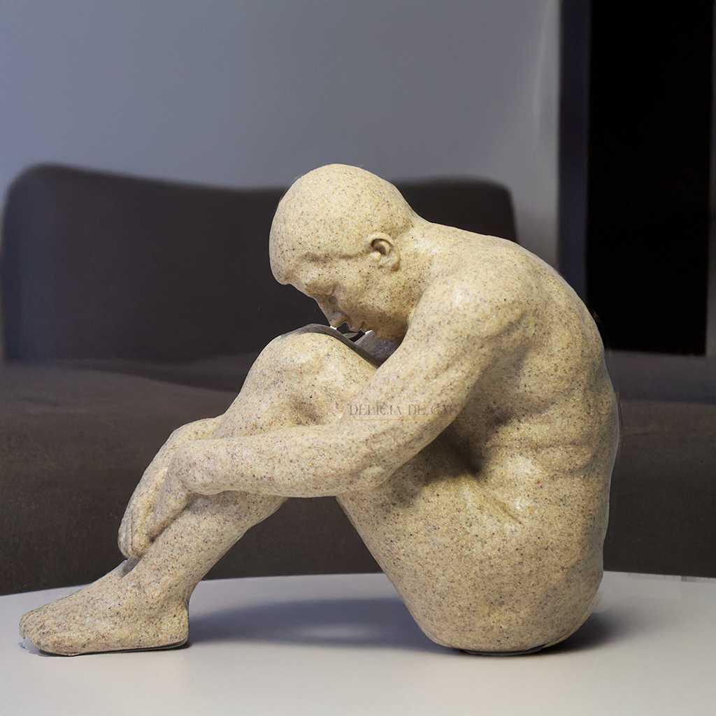 Escultura Decorativa Reflexão Modelos Homem e Mulher - Decoração Sala Elegante Luxo