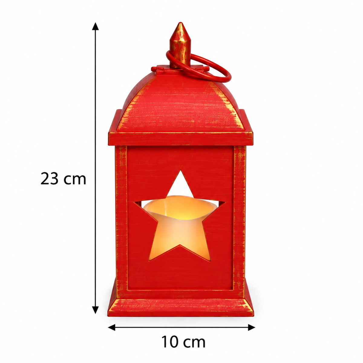 Lanterna Natalina Decorativa com Vela LED 23 cm  Decoração de Natal – Vermelha ou Verde