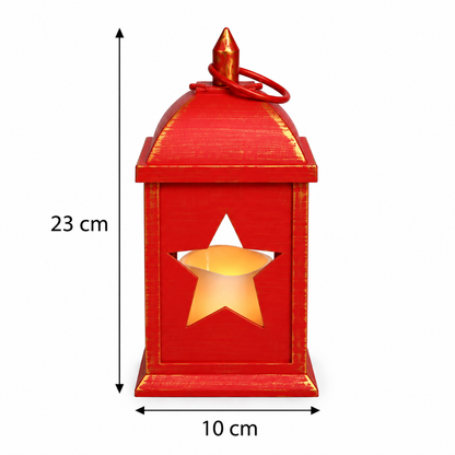 Lanterna Natalina Decorativa com Vela LED 23 cm  Decoração de Natal – Vermelha ou Verde