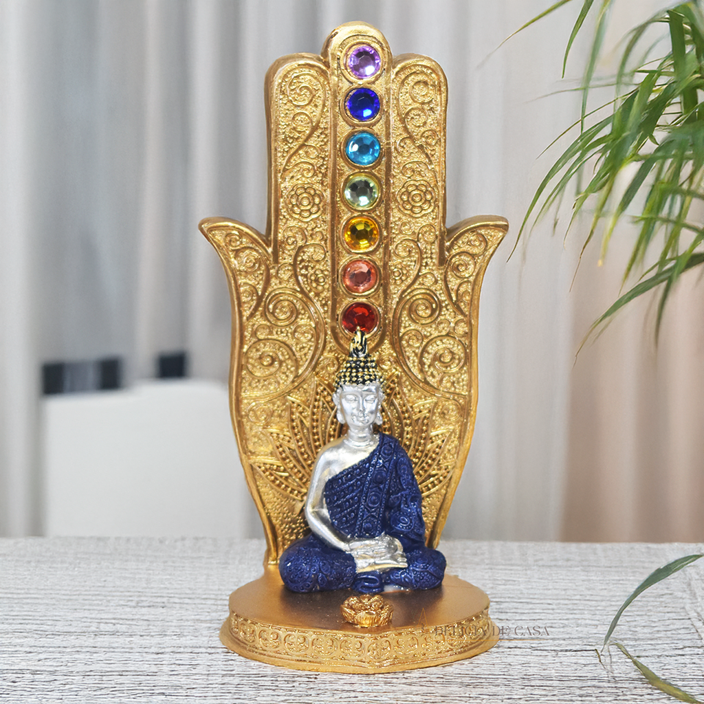 Incensário Porta Incenso Mão Hamsá 7 Chakras Buda - Oração e Meditação