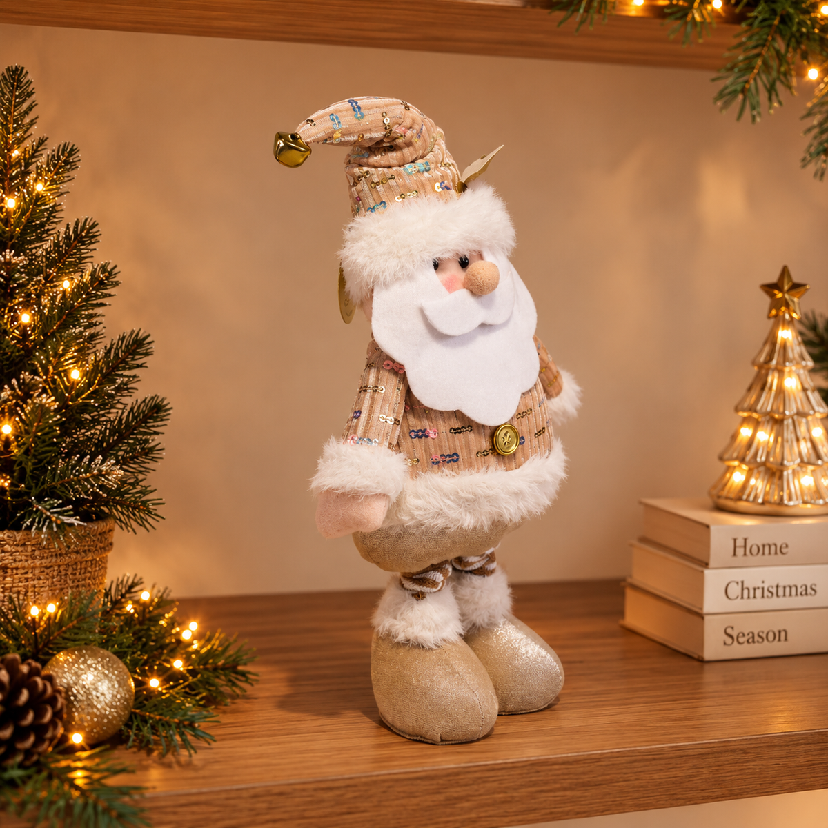 Boneco de Natal Extensível Papai Noel ou Boneco de Neve 30 a 48 cm – Pernas Ajustáveis