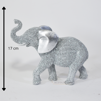 Enfeite de Resina Elefante Dourado com Strass – Sofisticação e Prosperidade na Decoração