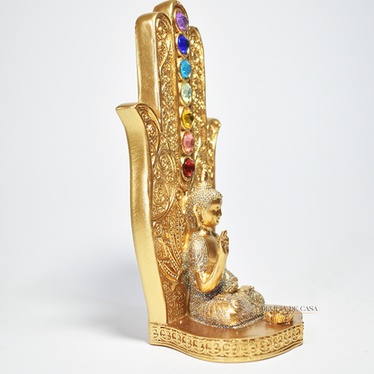 Incensário Porta Incenso Mão 7 Chakras Buda – Oração e Meditação Mão de Hamsá