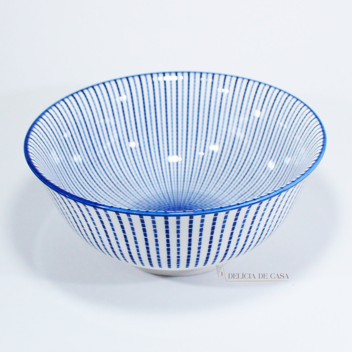 Tigela Bowl Porcelana Branca e Azul