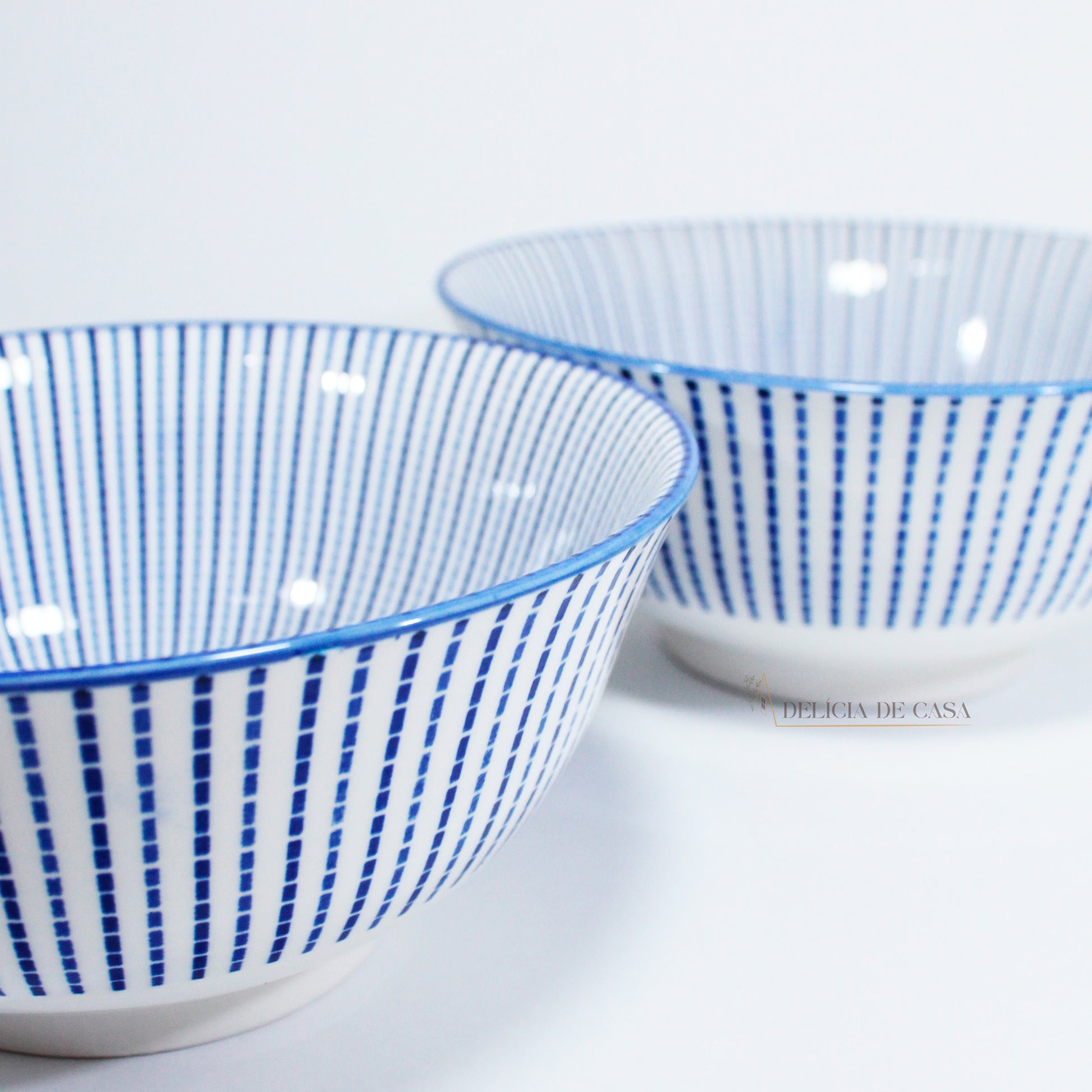 Tigelas Bowl Porcelana Branca e Azul