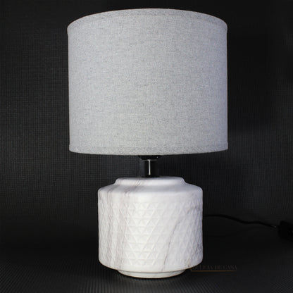 Abajur marmore ceramica e linho cinza, perfeito para decoração Pinterest de quartos e escritórios