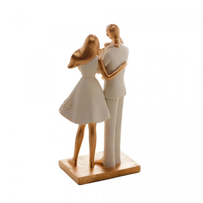 Escultura Decorativa de Família com Bebê Filha - Estatueta de Familia